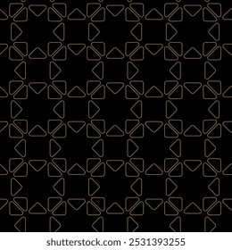 Abstract geometric pattern with crosses, stripes, lines. Seamless vector background. Black and gold ornament. Modern reticulated graphic design.