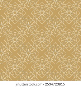 Patrón geométrico Abstractas con cruces, rayas, líneas. Fondo de Vector sin fisuras. Adorno blanco y dorado. Diseño gráfico reticulado moderno.