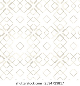 Abstract geometric pattern with crosses, stripes, lines. Seamless vector background. White and gold ornament. Modern reticulated graphic design.