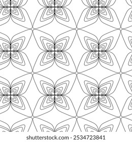Padrão geométrico abstrato com cruzes, listras, linhas. Plano de fundo de vetor contínuo. Ornamento branco e preto. Design gráfico reticulado moderno.