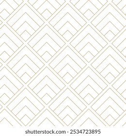 Padrão geométrico abstrato com cruzes, listras, linhas. Plano de fundo de vetor contínuo. Ornamento branco e dourado. Design gráfico reticulado moderno.