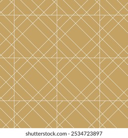 Abstract geometric pattern with crosses, stripes, lines. Seamless vector background. White and gold ornament. Modern reticulated graphic design.