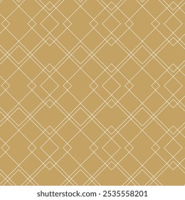 Abstract geometric pattern with crosses, stripes, lines. Seamless vector background. White and gold ornament. Modern reticulated graphic design.