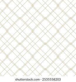 Abstraktes geometrisches Muster mit Kreuzen, Streifen, Linien. Nahtloser Vektorhintergrund. Weiße und goldene Ornamente. Modernes vernetztes Grafikdesign.