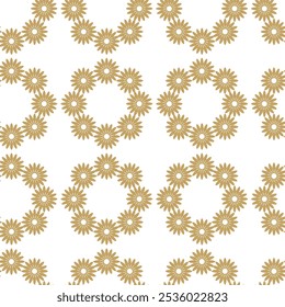 Abstract geometric pattern with crosses, stripes, lines. Seamless vector background. White and gold ornament. Modern reticulated graphic design.