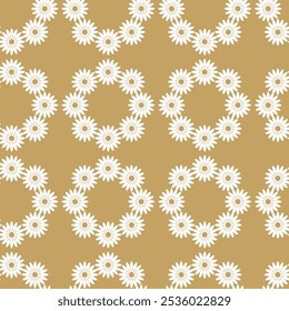 Abstract geometric pattern with crosses, stripes, lines. Seamless vector background. White and gold ornament. Modern reticulated graphic design.