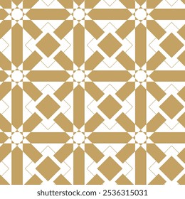 Patrón geométrico Abstractas con cruces, rayas, líneas. Fondo de Vector sin fisuras. Adorno blanco y dorado. Diseño gráfico reticulado moderno.