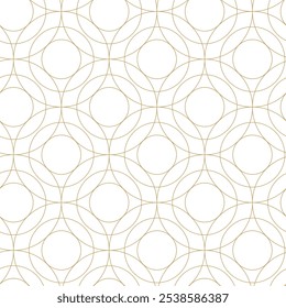 Abstract geometric pattern with crosses, stripes, lines. Seamless vector background. White and gold ornament. Modern reticulated graphic design.