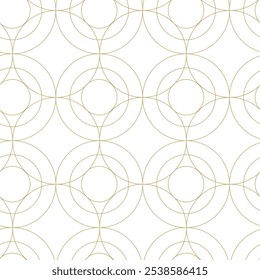 Abstract geometric pattern with crosses, stripes, lines. Seamless vector background. White and gold ornament. Modern reticulated graphic design.