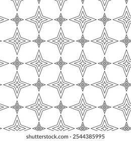 Padrão geométrico abstrato com cruzes, listras, linhas. Plano de fundo de vetor contínuo. Ornamento branco e preto. Design gráfico reticulado moderno.