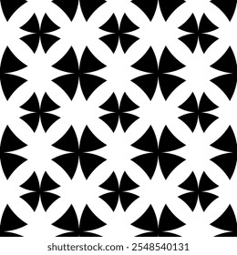 Abstract geometric pattern with crosses, stripes, lines. Seamless vector background. White and black ornament. Modern reticulated graphic design.