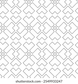 Abstract geometric pattern with crosses, stripes, lines. Seamless vector background. White and black ornament. Modern reticulated graphic design.