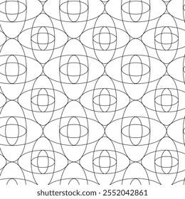 Padrão geométrico abstrato com cruzes, listras, linhas. Plano de fundo de vetor contínuo. Ornamento branco e preto. Design gráfico reticulado moderno.