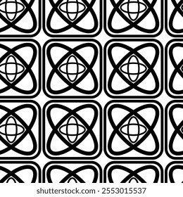 Padrão geométrico abstrato com cruzes, listras, linhas. Plano de fundo de vetor contínuo. Ornamento branco e preto. Design gráfico reticulado moderno.