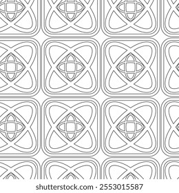 Padrão geométrico abstrato com cruzes, listras, linhas. Plano de fundo de vetor contínuo. Ornamento branco e preto. Design gráfico reticulado moderno.