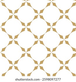 Abstract geometric pattern with crosses, stripes, lines. Seamless vector background. White and gold ornament. Modern reticulated graphic design.