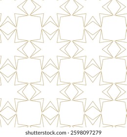 Abstract geometric pattern with crosses, stripes, lines. Seamless vector background. White and gold ornament. Modern reticulated graphic design.