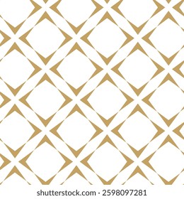 Abstract geometric pattern with crosses, stripes, lines. Seamless vector background. White and gold ornament. Modern reticulated graphic design.