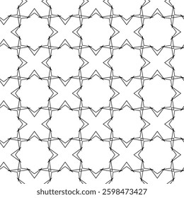 Abstract geometric pattern with crosses, stripes, lines. Seamless vector background. White and black ornament. Modern reticulated graphic design.