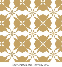 Abstract geometric pattern with crosses, stripes, lines. Seamless vector background. White and gold ornament. Modern reticulated graphic design.