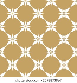 Abstract geometric pattern with crosses, stripes, lines. Seamless vector background. White and gold ornament. Modern reticulated graphic design.