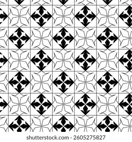 Abstract geometric pattern with crosses, stripes, lines. Seamless vector background. White and black ornament. Modern reticulated graphic design.