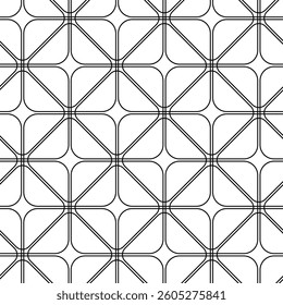 Abstract geometric pattern with crosses, stripes, lines. Seamless vector background. White and black ornament. Modern reticulated graphic design.