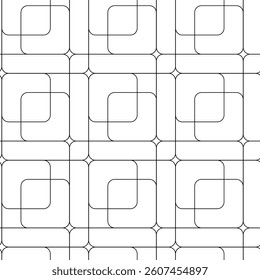 Abstract geometric pattern with crosses, stripes, lines. Seamless vector background. White and black ornament. Modern reticulated graphic design.