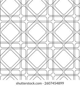 Abstract geometric pattern with crosses, stripes, lines. Seamless vector background. White and black ornament. Modern reticulated graphic design.