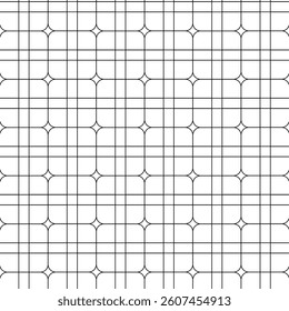 Abstract geometric pattern with crosses, stripes, lines. Seamless vector background. White and black ornament. Modern reticulated graphic design.