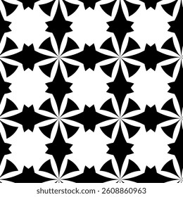 Abstract geometric pattern with crosses, stripes, lines. Seamless vector background. White and black ornament. Modern reticulated graphic design.