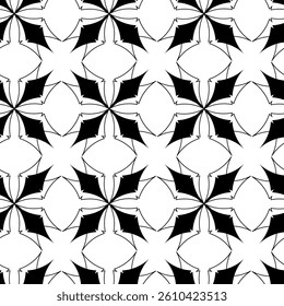 Abstract geometric pattern with crosses, stripes, lines. Seamless vector background. White and black ornament. Modern reticulated graphic design.