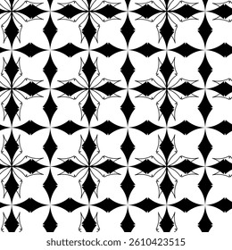 Abstract geometric pattern with crosses, stripes, lines. Seamless vector background. White and black ornament. Modern reticulated graphic design.