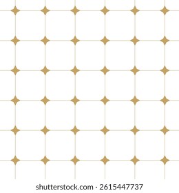Abstract geometric pattern with crosses, stripes, lines. Seamless vector background. White and gold ornament. Modern reticulated graphic design.