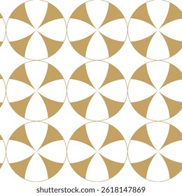 Padrão geométrico abstrato com cruzes, listras, linhas. Plano de fundo de vetor contínuo. Ornamento branco e dourado. Design gráfico reticulado moderno.