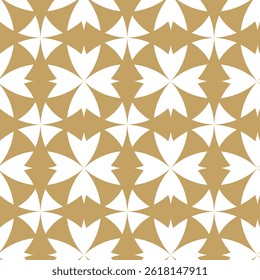 Abstract geometric pattern with crosses, stripes, lines. Seamless vector background. White and gold ornament. Modern reticulated graphic design.