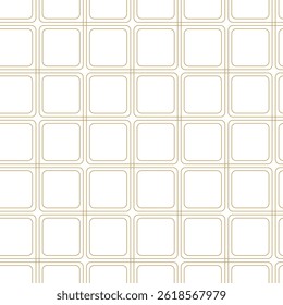 Abstraktes geometrisches Muster mit Kreuzen, Streifen, Linien. Nahtloser Vektorhintergrund. Weiße und goldene Ornamente. Modernes vernetztes Grafikdesign.