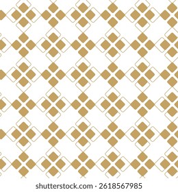 Abstract geometric pattern with crosses, stripes, lines. Seamless vector background. White and gold ornament. Modern reticulated graphic design.