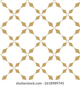 Abstraktes geometrisches Muster mit Kreuzen, Streifen, Linien. Nahtloser Vektorhintergrund. Weiße und goldene Ornamente. Modernes vernetztes Grafikdesign.