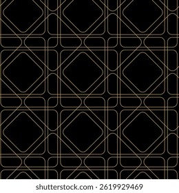 Patrón geométrico Abstractas con cruces, rayas, líneas. Fondo de Vector sin fisuras. Adorno negro y dorado. Diseño gráfico reticulado moderno.