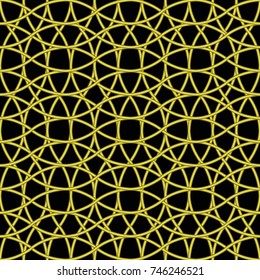 Abstract geometric pattern with crossing gold lines. Stylish texture. Seamless linear pattern.