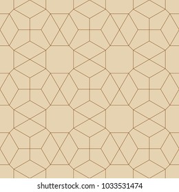 Abstract geometric pattern with crossing thin golden lines on white background. Seamless linear rapport. Stylish fractal texture. Vector pattern to fill the background, laser engraving and cutting