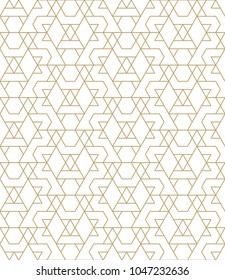 Abstract geometric pattern with crossing thin golden lines on white background. Seamless linear rapport. Stylish fractal texture. Vector rapport to fill the background, laser engraving and cutting.