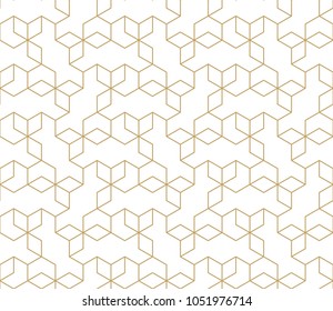 Abstract geometric pattern with crossing thin golden lines on white background. Seamless linear rapport. Stylish fractal texture. Vector pattern to fill the background, laser engraving and cutting.

