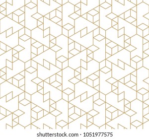 Abstract geometric pattern with crossing thin golden lines on white background. Seamless linear rapport. Stylish fractal texture. Vector pattern to fill the background, laser engraving and cutting.
