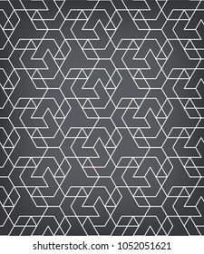 Abstract geometric pattern with crossing thin white lines on grey background. Seamless linear rapport. Stylish fractal texture. Vector pattern to fill the background, laser engraving and cutting.

