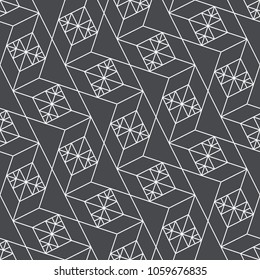 Abstract geometric pattern with crossing thin lines. Seamless linear rapport. Stylish fractal texture. Vector pattern to fill the background, laser engraving and cutting.