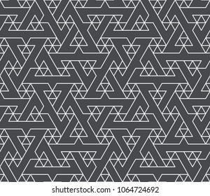 Abstract geometric pattern with crossing thin white lines on grey background. Seamless linear rapport. Stylish fractal texture. Vector pattern to fill the background, laser engraving and cutting.
