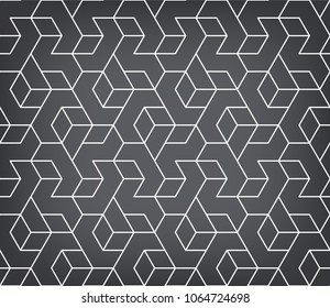Abstract geometric pattern with crossing thin white lines on grey background. Seamless linear rapport. Stylish fractal texture. Vector pattern to fill the background, laser engraving and cutting.
