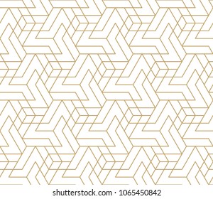 Abstract geometric pattern with crossing thin golden lines on white background. Seamless linear rapport. Stylish fractal texture. Vector rapport to fill the background, laser engraving and cutting.